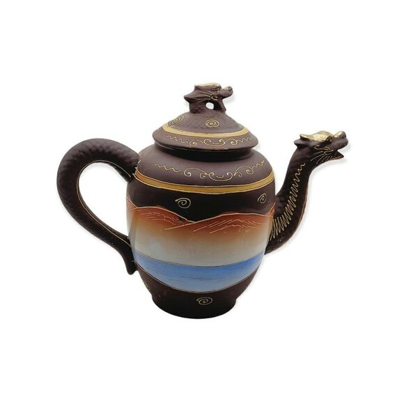 Vintage Takito Japanese Dragon Teapot Satsuma Moriage Handpainted Estate Asian - Picture 12 of 12